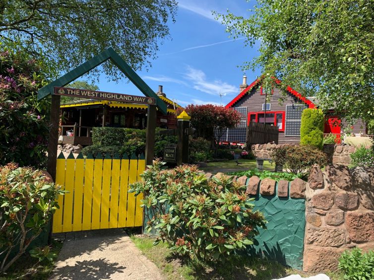 Colourful huts at Carbeth