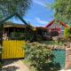 Colourful huts at Carbeth