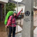Kimberly at the start of the West Highland Way in Milngavie