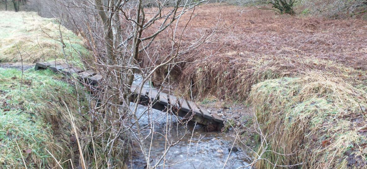 Damaged bridge on the West Highland Way