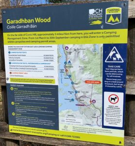 Sign incl map and info on camping / lambing