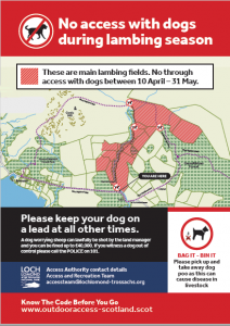Sign re No access with dogs during lambing season