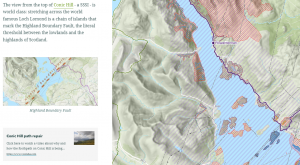 Map view of Highland Boundary Fault and explanatory text